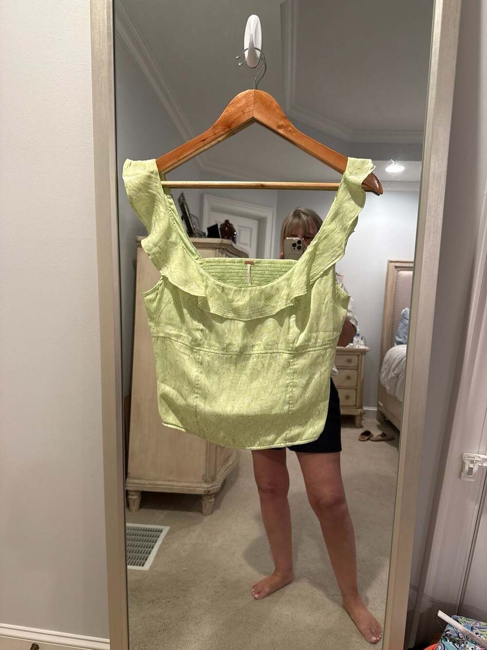 Free People Picnic Party Floral Ruffle Strap Smocked Top Size M